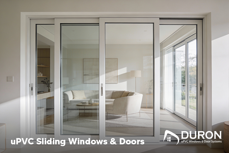 uPVC sliding windows and doors in a modern living room