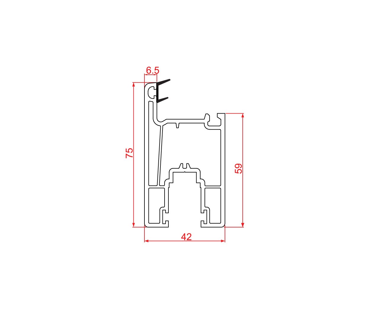 Sliding Door Sash 75mm