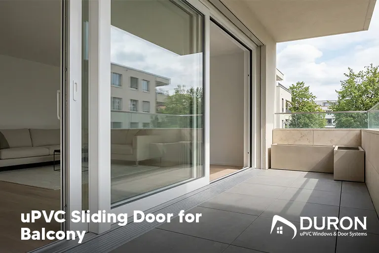 uPVC sliding door for balcony with large glass panels allowing natural light